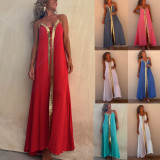 Spring Summer Lace Halter Neck Casual Loose Holidays Swing Dress