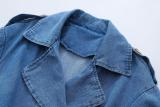 Double-Breasted Belted Denim Coat