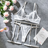 Lace Sexy Perspective Thong Garter Belt Women's Four-Piece Set