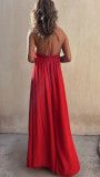 Spring Summer Lace Halter Neck Casual Loose Holidays Swing Dress