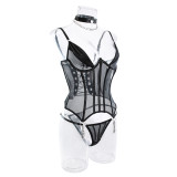 Sheer Mesh Sexy Bandage Shapewear Set