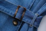 Double-Breasted Belted Denim Coat