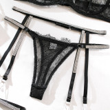 Lace Sexy Perspective Thong Garter Belt Women's Four-Piece Set