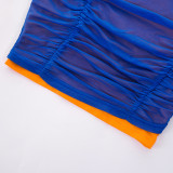Sheer Mesh Splice Sleeveless Top and Short Skirt Set
