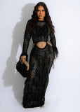Knitted Hollow Out Tassel Beach Skirt