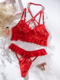 Lace Halter Neck Straps Lace Bra Panty Set