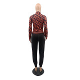 Casual High Quality Autumn Winter Zip-Up Jacket Two Piece Set