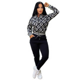Casual High Quality Autumn Winter Zip-Up Jacket Two Piece Set