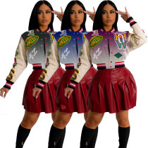 Women Cropped Cyber Y2K Streetwear Varsity Baseball Letterman Jacket Racing Bomber Print Jackets Autumn Coat Winter Clothes