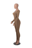 Womens Long Sleeve Jumpsuits Ribbed Yoga Workout One Piece Bodycon Jumpsuit Solid Outfits Sport Clubwear