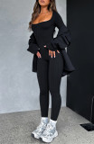 Womens Long Sleeve Jumpsuits Ribbed Yoga Workout One Piece Bodycon Jumpsuit Solid Outfits Sport Clubwear