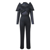 Women African 2 Piece Set Outfit Black Sexy Patchwork Lace Tube Tops Pants Sets Dashik African Clothes Ladies Elegant Party Suit