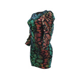 Sparkling Long-Sleeved Party Mini Dress