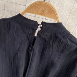 Round Neck Sweet and Ethereal A-line Pleated Dress without Belt