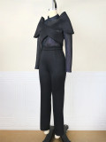Women African 2 Piece Set Outfit Black Sexy Patchwork Lace Tube Tops Pants Sets Dashik African Clothes Ladies Elegant Party Suit