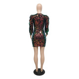 Sparkling Long-Sleeved Party Mini Dress