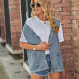 Denim vest and sleeveless jean jacket