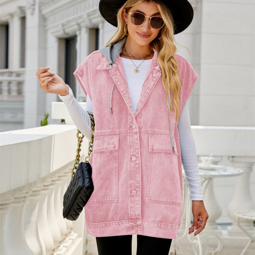 Hooded Fashion Trendy Women's Denim Tank Top