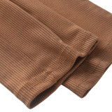 Solid Color Pit Invisible Zipper Long Sleeve Thumbhole Jumpsuit