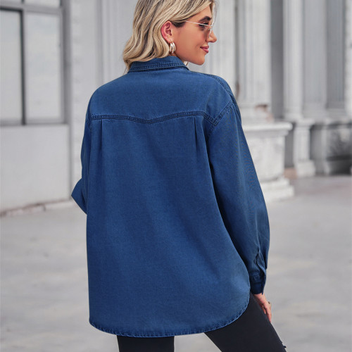 Flattering Slim-Fit Denim Long-Sleeve Shirt