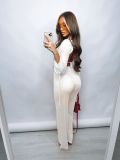 Women Mesh Sheer 3pcs Outfits Long Sleeve Top Long Pant Bikini Cover Up