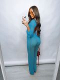 Women Mesh Sheer 3pcs Outfits Long Sleeve Top Long Pant Bikini Cover Up