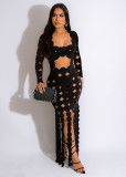 Square Neckline Long Sleeve Personality Hollow Out Sexy Nightclub Dress