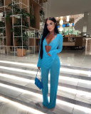 Women Mesh Sheer 3pcs Outfits Long Sleeve Top Long Pant Bikini Cover Up