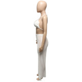 Women Mesh Sheer 3pcs Outfits Long Sleeve Top Long Pant Bikini Cover Up