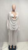 Women Mesh Sheer 3pcs Outfits Long Sleeve Top Long Pant Bikini Cover Up