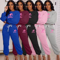 Street Tracksuit Pink Letter Sweatsuit Women's Set