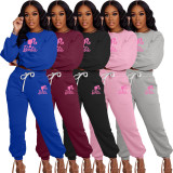 Street Tracksuit Pink Letter Sweatsuit Women's Set