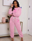 Street Tracksuit Pink Letter Sweatsuit Women's Set