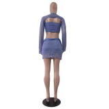 Three Piece Sequined Knitted Sweater Set