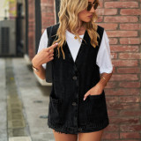 Denim vest and sleeveless jean jacket