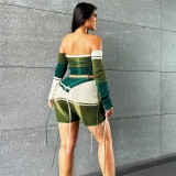 Sexy Hollow Knit Tube Top High Waist Bodycon Shorts Set