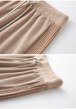 Women's Casual High-Waisted Solid Color Wide-Leg Knitted Pants