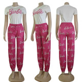 Fashion Cute Print Ladies Short Sleeve Pant Set