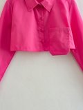 Five-Color Pocket Decorated Short Women's Shirt Blouse