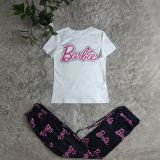 Fashion Cute Print Ladies Short Sleeve Pant Set