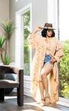 Women's Fashion High Low Hem Casual Ruffle Sleeve Shirt Dress Sunscreen