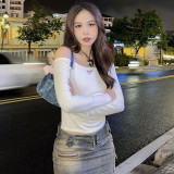 Casual Off Shoulder desire style self-cultivation Short Sassy Women's Top