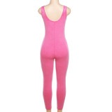 Women's Sports Patchwork Pure Color Sleeveless Jumpsuit