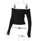 Casual Off Shoulder desire style self-cultivation Short Sassy Women's Top