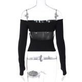 Casual Off Shoulder desire style self-cultivation Short Sassy Women's Top