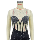 Sparkling Sleeveless Feather Shorts Jumpsuit