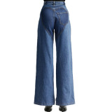 Blue Daily Cut Out Straight Leg Denim Pants