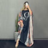 Fashion printed round neck loose fitting dress
