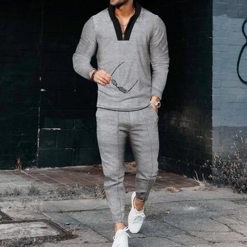 Men's Suit with Wafer Checkered Long Sleeve