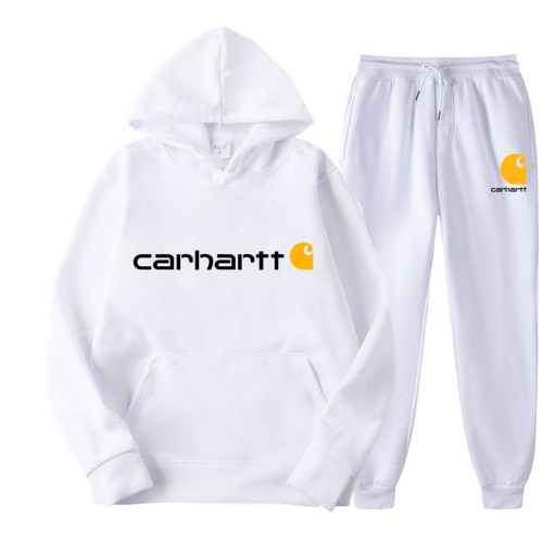 Carhartt Two-Piece Set Mango Letter Hoodie for Men and Women with Fleece Lining